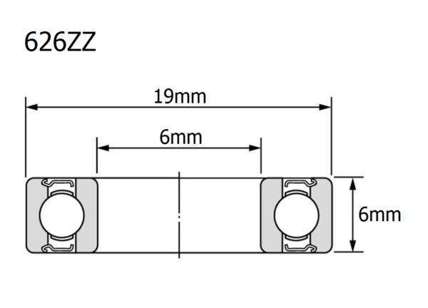 ลูกปืน ตลับลูกปืน แบริ่ง Bearing ล้อ รถเข็น จักรยาน มอไซด์ รถยนต์ 626ZZ ขนาด 6X19X6mm #626ZZ (1 ตัว) - Image 3