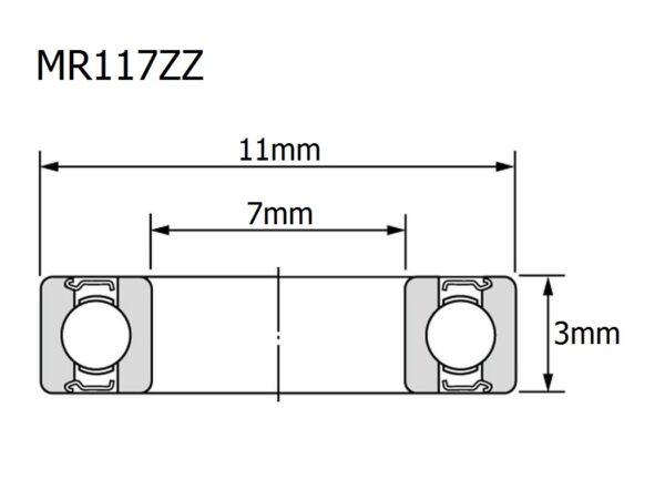 ลูกปืน แบริ่ง ตลับลูกปืน Bearing มอเตอร์ พัดลม เครื่องพิมพ์ โมเดลของเล่น MR117Z MR117ZZ ขนาด 7X11X3mm #MR117ZZ (1 ตัว) - Image 4