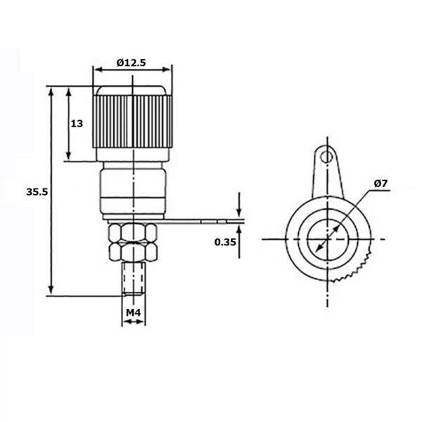 แจ็คลำโพง ซ็อคเก็ต ขั้วต่อ แจ็คกล้วย Socket Banana Jack Terminal Binding 4mm M4 #JS-910B (ยาว-อ้วน) (1 ตัว) - Image 4