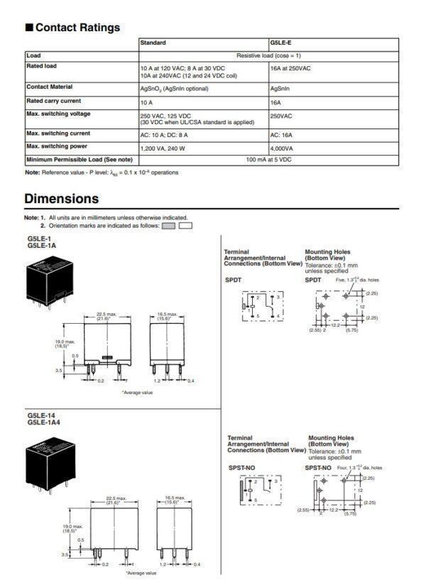 Relay รีเลย์ Omron แท้ คอยล์ 5VDC 12VDC 24VDC 5Pin G5LE-14 #G5LE-14 5P Omron (1 ตัว) - Image 5