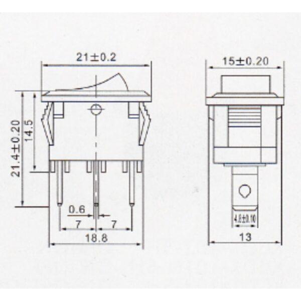 สวิทช์ กระดก Switch รถยนต์ มอไซด์ มีไฟโชว์ Mini Rocker 3pin 12VDC #สวิทช์ 15x21mm (12VDC) (1 ตัว) - Image 5