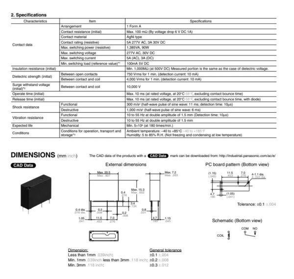 รีเลย์ Relay พานาโซนิค Panasonic แท้ 5VDC 12VDC 24VDC 4Pin ALDP105 ALDP112 ALDP 124 #ALDP 4P Panasonic (1 ตัว) - Image 5