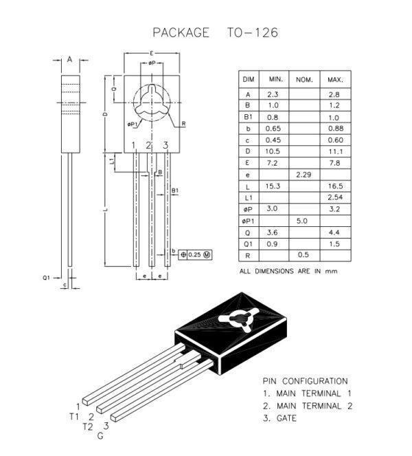 ไตรแอก (Triac) BT134-600E BT134 PH 600E 4A 600V TO-126 #ไตรแอค TO-126 (1 ตัว) - Image 5