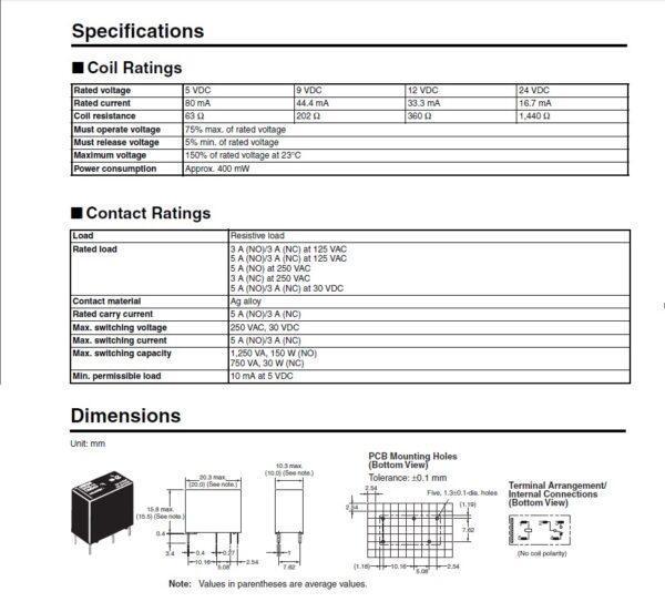 Relay รีเลย์ ออมรอน Omron แท้ คอยล์ 5VDC 12VDC 24VDC 5pin G5SB-14 #G5SB-14 5P Omron (1 ตัว) - Image 5