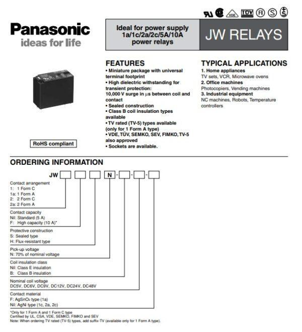 Relay รีเลย์ พานาโซนิค แท้ Panasonic คอยล์ 12VDC 24VDC 5Pin JW1FSN-DC12V JW1FSN-DC24V #JW1FSN 5P Panasonic (1 ตัว) - Image 4