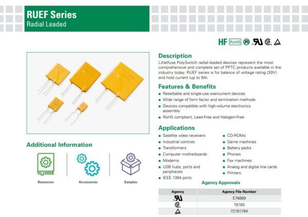 PPTC Fuse ฟิวส์ รีเซ็ตตัวเอง Resettable Fuse Self Recovery Fuse PTC RUEF UF 30V #RUEF Series (1 ตัว) - Image 2