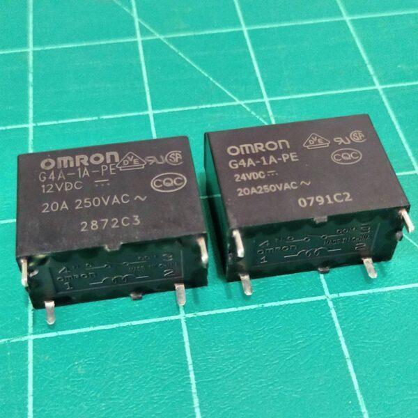 รีเลย์ Relay OMRON คอยล์ 12VDC 24VDC 4P 20A 250VAC **ของแท้** #G4A-1A-PE OMRON (1 ตัว)