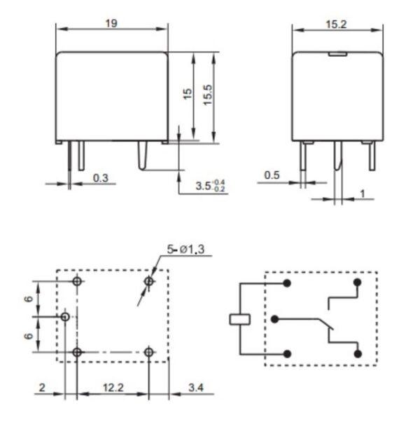 Relay รีเลย์ HF Hongfa แท้ คอยล์ 5VDC 12VDC 24VDC 5pin JQC-3FF 5VDC-1ZS 12VDC-1ZS 24VDC-1ZS #JQC-3FF 5P HF (1 ตัว) - Image 4