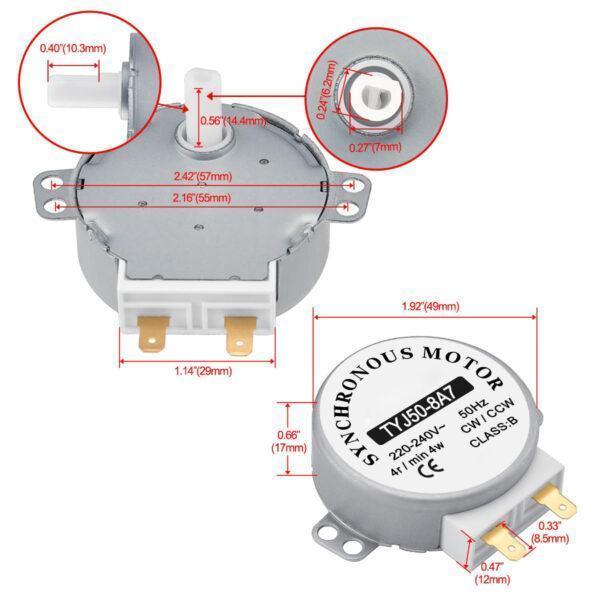 มอเตอร์ มอเตอร์ซิงโครนัส ถาด จาน ไมโครเวฟ Synchronous Motor for Microwave Oven Turn Table #TYJ50-8A7 แกน 14.4mm (1 ตัว) - Image 5