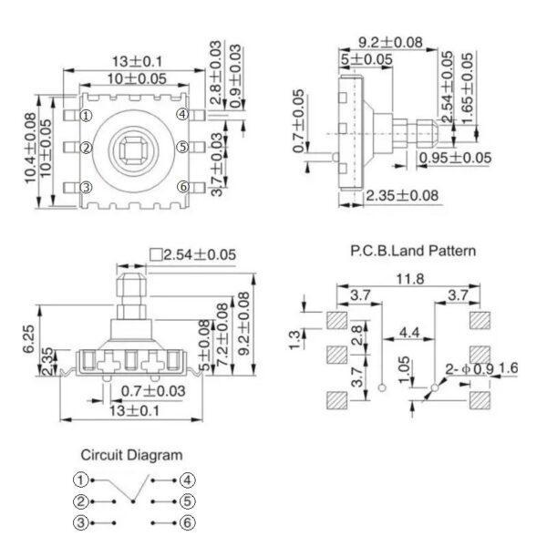 Switch สวิทช์ 5 ทิศทาง 6pin 5-WAy Five Way Switch Multi-direction Switch Touch Reset Key #5-Way 10x10x9mm (SMD) (1 ตัว) - Image 4