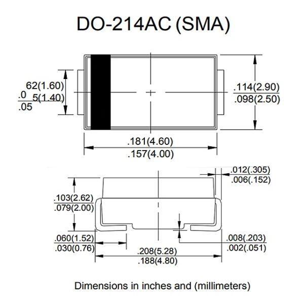 (5 ตัว) SMD ไดโอดเรียงกระแส ไดโอด SMA Rectifier Diode ES1D M1 M4 M5 RS1M SS12 SS16 SS24 SS36 SS210 US1M #DO-214AC - Image 5