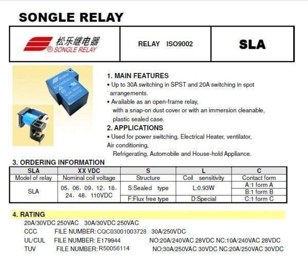 Relay รีเลย์ SONGLE แท้ คอยล์ 5VDC 12VDC 24VDC 5Pin SLA-05VDC-SL-A SLA-12VDC-SL-A SLA-24VDC-SL-A #SLA 5P SONGLE (1 ตัว) - Image 4