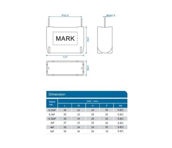 ตัวเก็บประจุ คาปาซิเตอร์ เตาแม่เหล็กไฟฟ้า แรงดันไฟฟ้าสูง MKPH Induction Cooker Capacitor #MKP-Cap BM (1 ตัว) - Image 7