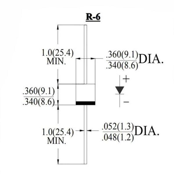 ไดโอดเรียงกระแส ไดโอด Rectifier Diode High Power 1000V 6A10 10A10 20A10 30A10 #R-6 (Plastic) (1 ตัว) - Image 3