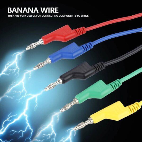 (5 เส้น) สายทดสอบ สายไฟ สายซิลิโคน สายปลั๊กกล้วย หัวคู่ Banana Plug Double Ended Wire Test Lead Multimeter #M13-P1036 - Image 4