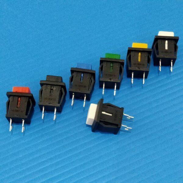 สวิทช์ ON-OFF ปุ่มกด Push Button Switch 14x14mm 2 Pin DS-430A Self lock, DS-430B No lock #DS-430A-B (1 ตัว)