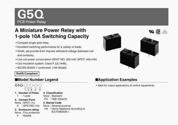 Relay รีเลย์ ออมรอน Omron แท้ คอยล์ 5VDC 12VDC 24VDC 4Pin G5Q-1A-EU #G5Q-1A-EU 4P Omron (1 ตัว) - Image 4