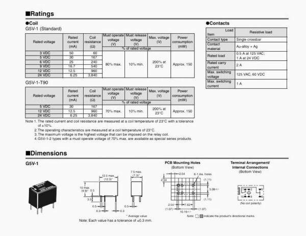 Relay รีเลย์ Omron แท้ คอยล์ 5VDC 12VDC 24VDC 6Pin G5V-1 #G5V-1 6P Omron (1 ตัว) - Image 6