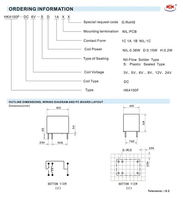 Relay รีเลย์ HUI KE 3VDC 5VDC 9VDC 12VDC 24VDC 6Pin HK4100F Series #HK4100F 6P HUI KE (1 ตัว) - Image 3