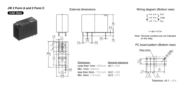 รีเลย์ Panasonic Relay 12VDC 24VDC 8Pin JW2SN-DC12V JW2SN-DC24V #JW2SN 8P Panasonic (1 ตัว) - Image 6