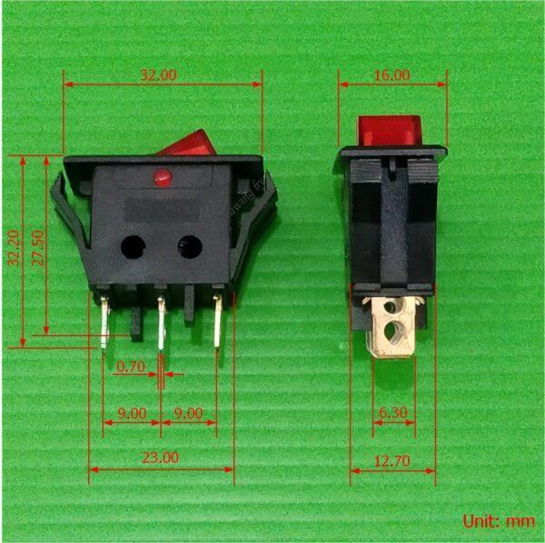 Switch สวิทช์ กระดก รถยนต์ มอไซด์ มีไฟโชว์ Mini Rocker 3pin 12VDC #สวิทช์ 16x32mm (12VDC) (1 ตัว) - Image 5