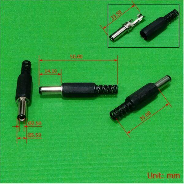 แจ็คดีซี หัวแจ็ค แจ็ค แจ็คตัวผู้ DC Jack Male Connector 5.5x2.5mm 14mm #หัวแจ็ค G-5525M (14mm) (1 ตัว) - Image 5