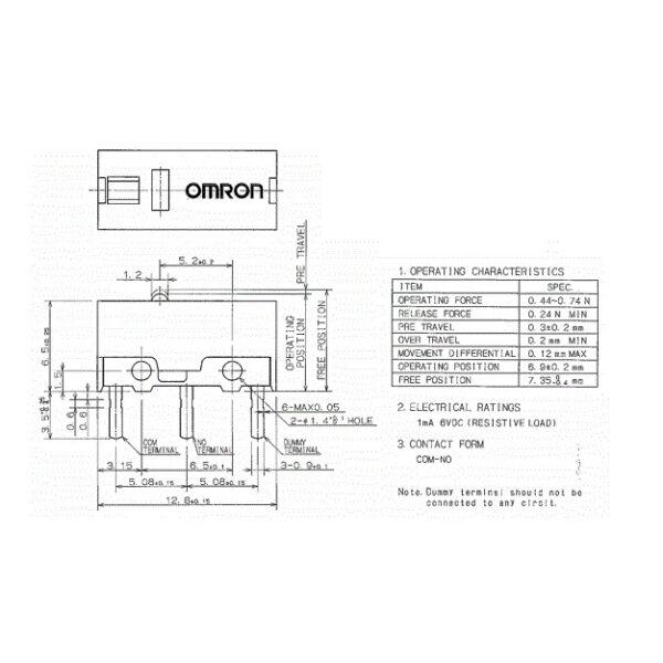 สวิทช์ ไมโครสวิทช์ เมาส์ Mouse Micro Switch Ultra Sub Miniature Basic Switch D2FC-F-K (50M) #สวิทช์เมาส์ Omron (1 ตัว) - Image 3