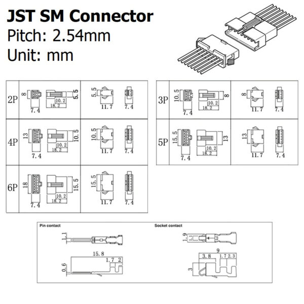 (1 ชุด) สายปลั๊ก สาย JST Plug สายแบต รถไฟฟ้า ตัวผู้ ตัวเมีย รุ่น SM2.54 2P ถึง 6P ยาว 20cm #แบบ B 20cm - Image 5