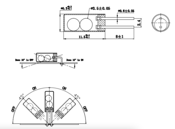 เซ็นเซอร์ สวิทช์ สั่นสะเทือน ความเอียง Vibration Sensor Switch Metal Ball Tilt Shaking Switch #SW-520D (1 ตัว) - Image 3