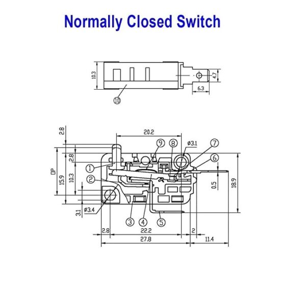 ไมโครสวิทช์ สวิทช์ Micro Switch 2 ขา NC 15A 250V #KW3A ZW7-15 (NC) (1 ตัว) - Image 7