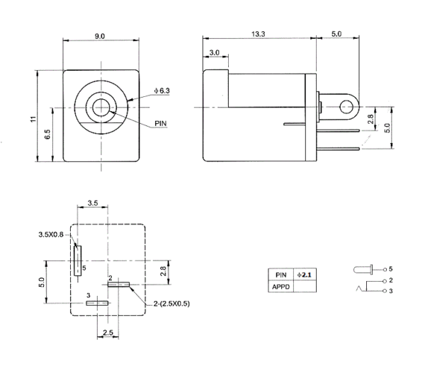 DC Socket ซ็อคเก็ต 5.5x2.1mm แจ็ค ดีซีแจ็ค DC Jack ปลั๊ก DC Plug Connector 3 ขา DC-012 #S-DC012 (1 ตัว) - Image 4