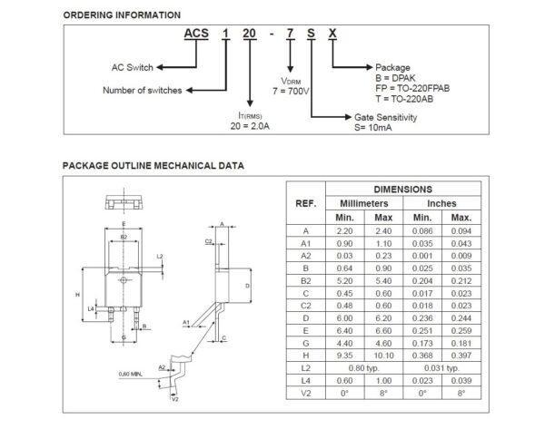 ไตรแอก เครื่องซักผ้า Triac ACS1207S ACS12 07S ACS1207 ACS120-7SB 2A 700V TO-252 #ไตรแอค TO-252 (1 ตัว) - Image 7