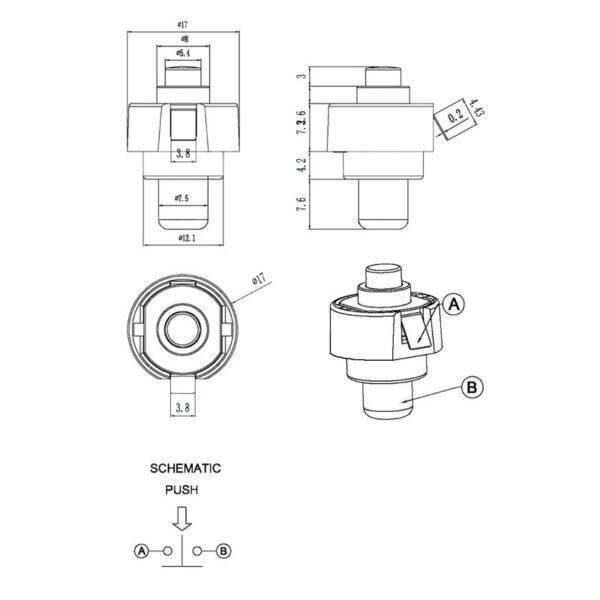 สวิทช์ กดติด-กดดับ ไฟฉาย ปุ่มกด ON-OFF Flashlight Switch 17x24mm #C8-17mm (1 ตัว) - Image 4