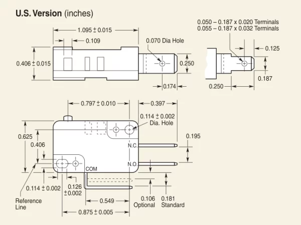 ไมโครสวิทช์ สวิทช์ เครื่องทำน้ำอุ่น Micro Switch 3 ขา 21A 250V D48X ZF **ของแท้** #D48X ZF (1 ตัว) - Image 6