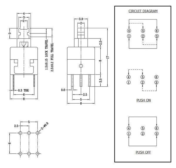 สวิทช์ กด 6 ขา ปุ่มกด DIP Push button TACT Switch ขนาด 8x8x13.5mm #TD6P-B (1 ตัว) - Image 4