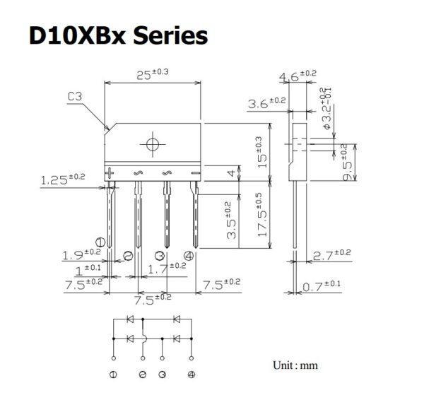 ไอซี ไดโอดบริดจ์ วงจรเรียงกระแส ไดโอดเรียงกระแส บริดจ์เรคติไฟร์ Diode Bridge Rectifier IC #D10XBx Series (1 ตัว) - Image 4