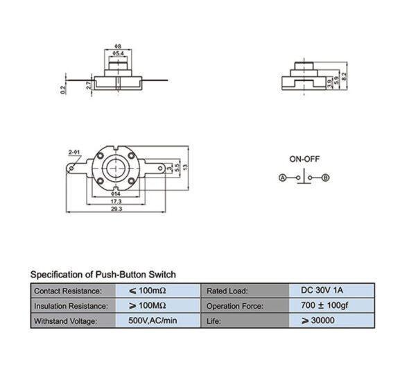 สวิทช์ ไฟฉาย ปุ่มกด กดติด-กดดับ ON-OFF Flashlight Switch SMD Push Button Switch 2 ขา 14x13x8.2mm #TZ1413 (1 ตัว) - Image 6