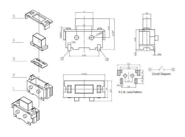 สวิทช์ ปุ่มกด หูฟัง บลูทูธ SMD Micro Tact Switch Touch กดติด-ปล่อยดับ SMD 2x4x3.5mm #TS2435 (1 ตัว) - Image 7