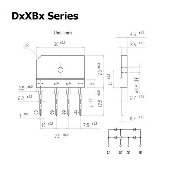 ไอซี ไดโอดบริดจ์ วงจรเรียงกระแส ไดโอดเรียงกระแส บริดจ์เรคติไฟร์ Diode Bridge Rectifier IC #DxXBx Series (1 ตัว) - Image 2
