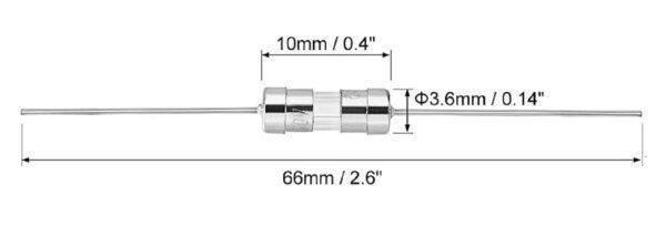 ฟิวส์ หางหนู 2 ขา บัดกรี มีขา หลอดแก้ว Glass Fuse Miniature Fuse 3.6x10mm 250V 15A #PG3.6x10-15A (1 ตัว) - Image 4