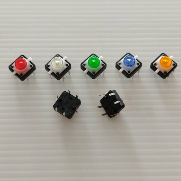 สวิทช์ LED ปุ่มกด กดติด-ปล่อยดับ DIP Push Button Tact Switch #DIP 6 ขา 12x12x7.3mm มีไฟ (1 ตัว)