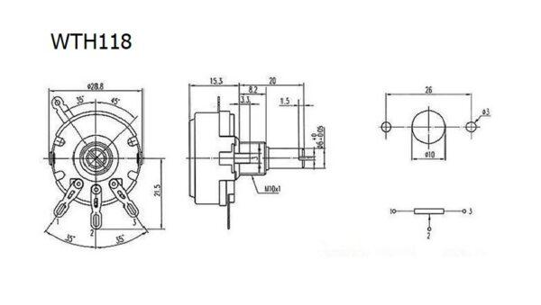 วอลลุ่ม โพเทนชิโอมิเตอร์ R ปรับค่า WTH118 2W 1A Carbon Rotary Potentiometer #WTH118 (1 ตัว) - Image 7