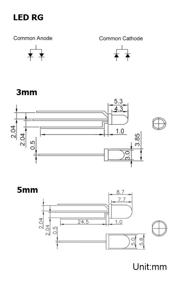 (5 ตัว) LED RG ไดโอดเปล่งแสง แดง เขียว Bi-Color Emitting Diode 3pin 3mm 5mm #LED RG - Image 5