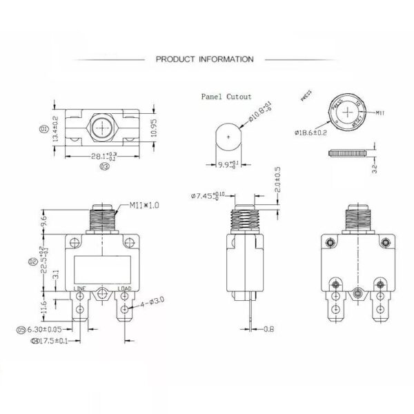 โอเวอร์โหลด เบรคเกอร์ สวิทช์ ตัดไฟ Manual Reset Overload Breaker 125/250VAC 32VDC #OL MTR (1 ตัว) - Image 4