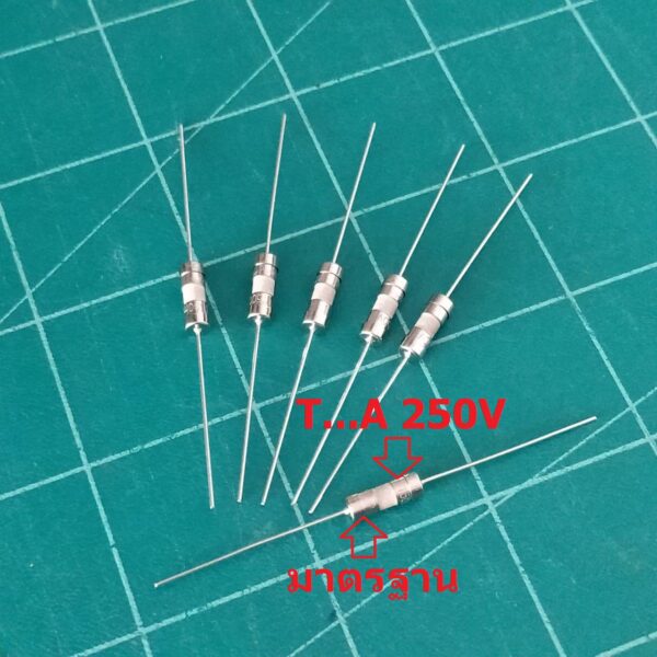 ฟิวส์ 2 ขา หางหนู บัดกรี เซรามิค Slow Blow Ceramic Fuse 3.6x10mm 250V T500mA ถึง T10A #PC3.6x10T (1 ตัว) - Image 2