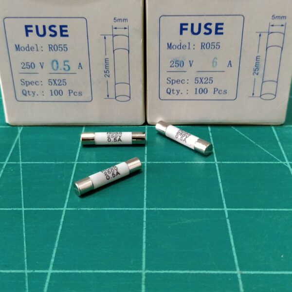 ฟิวส์ กระเบื้อง เซรามิค Ceramic Fuse R055 5x25mm 250V 0.5A ถึง 20A #C5x25-R055 (1 ตัว) - Image 2