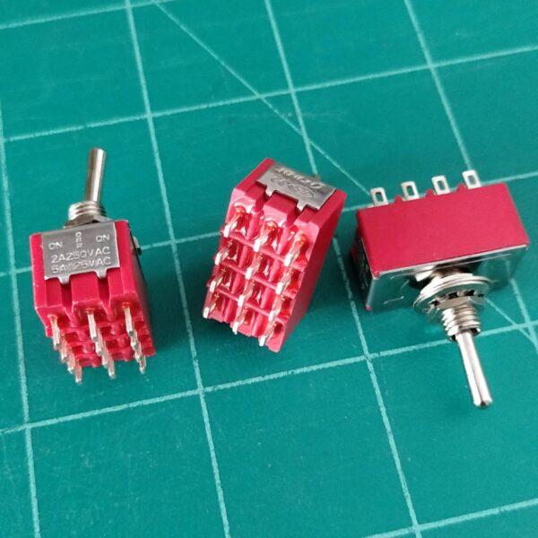 สวิทช์ สลับ โยก Miniature Toggle Switch 12 ขา 12P 2A 250V MTS-402 MTS-403 #MTS 12P (1 ตัว)