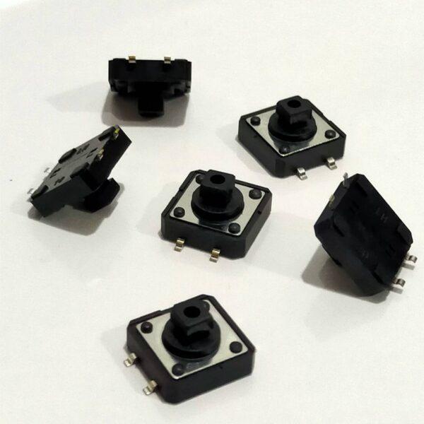 สวิทช์ B3F ปุ่มกด ไมโครสวิทช์ กดติด-ปล่อยดับ SMD TACT Switch 12x12x7.3mm #B3F-ดำ (SMD) (1 ตัว)