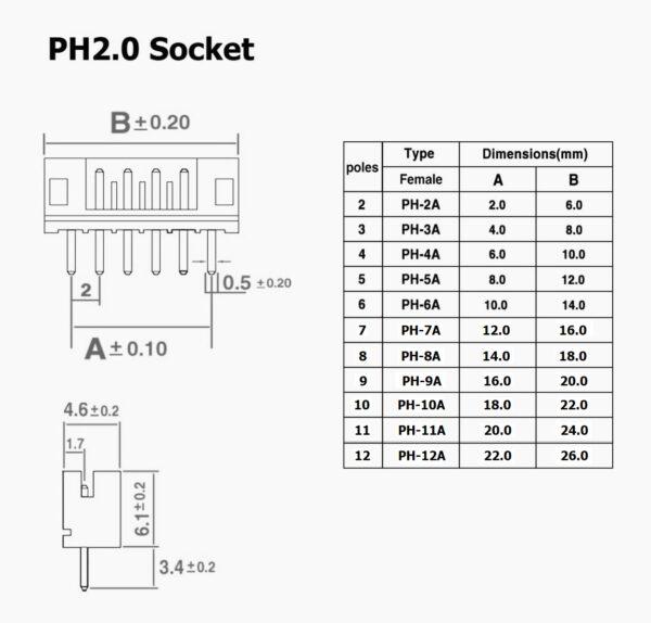 (1 ชุด) สาย JST Plug สายแบต สายปลั๊ก ตัวเมีย ซ็อคเก็ต ตัวผู้ Socket รุ่น PH2.0 2P ถึง 12P #แบบ E 20cm - Image 4