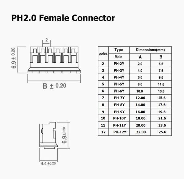 (1 ชุด) สาย JST Plug สายแบต สายปลั๊ก ตัวเมีย ซ็อคเก็ต ตัวผู้ Socket รุ่น PH2.0 2P ถึง 12P #แบบ E 20cm - Image 3